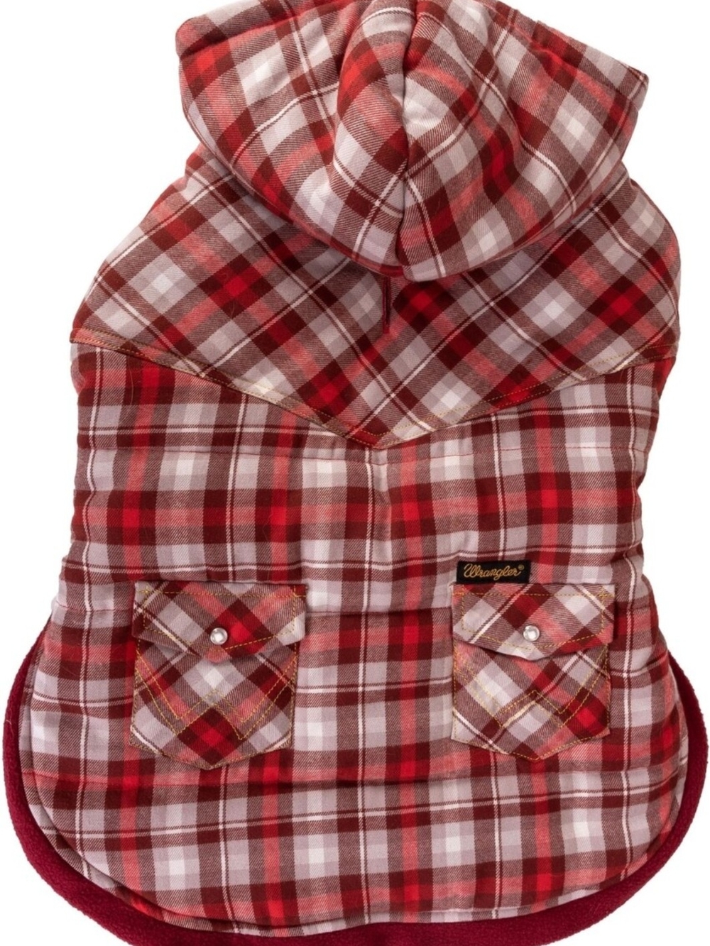 Wrangler Red Plaid Hooded Dog Coat - Picture 4 of 5